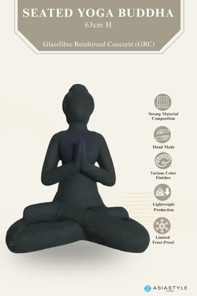 Product image of the product “Seated Yoga Buddha, 63cm Height | GRC (Glassfibre Reinforced Concrete), Bronze Finish ”
